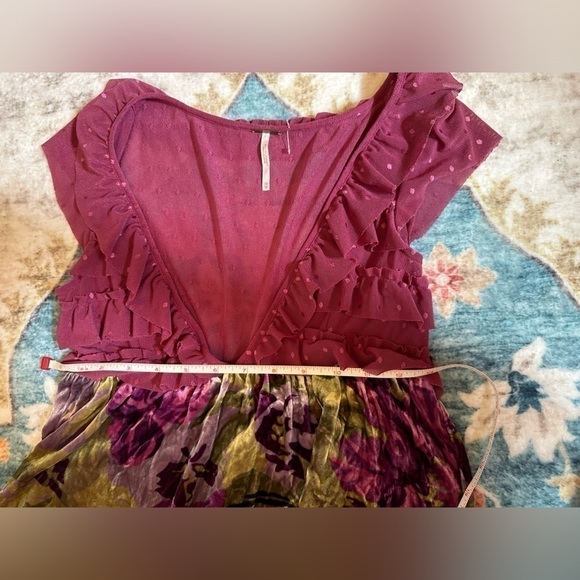 Free People Mesh and Velvet Floral ruffles Dress - Picture 12 of 15